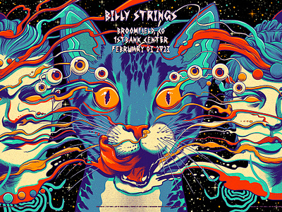 Billy Strings billy strings cat gig poster illustration ink kitten music poster sci fi scifi show space surreal