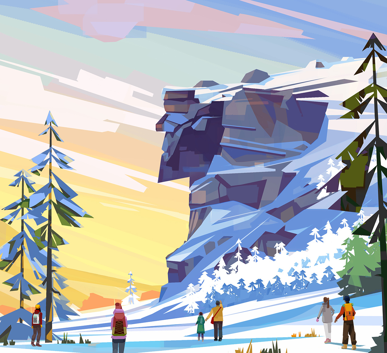 Anchoring Phenomenon: Old Man's Mountain angular environment forest hiking illustration mountain