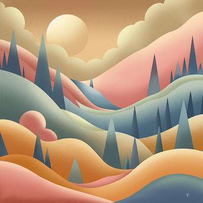 Moonlit Veil Over Spruce Peaks autumn graphic design illustration
