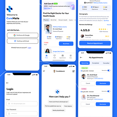 CureMate – Redefining Digital Healthcare application design appointments healthcare medical ui