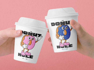 The Donut Hole Identity branding cafe coffee design download identity logo mockup mockups paper bag paper cup psd template typography