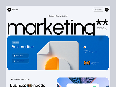Delibix - Marketing Audit Header Design ai asi audit business consultant consulting design digital element header illustration marketing mindblowing modern outofthebox strategi ui ux web website
