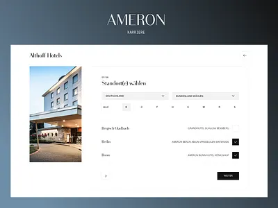 Recruiting Formbuilder Konzept Ameron / Althoff Hotels ameron black clean concept formbuilder graphic design hotel recruiting skillmatch template ui ux webbuilder webdesign white