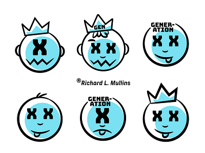 Generation X Stickers brush lines cartoon crown generation x king stickers x eyes
