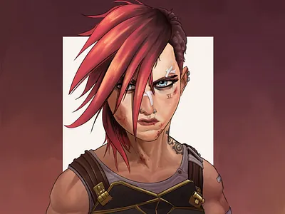 VI arcane cartoon cartoon illustration cartooning character design design fortiche illustration portrait procreate riot riot games vi