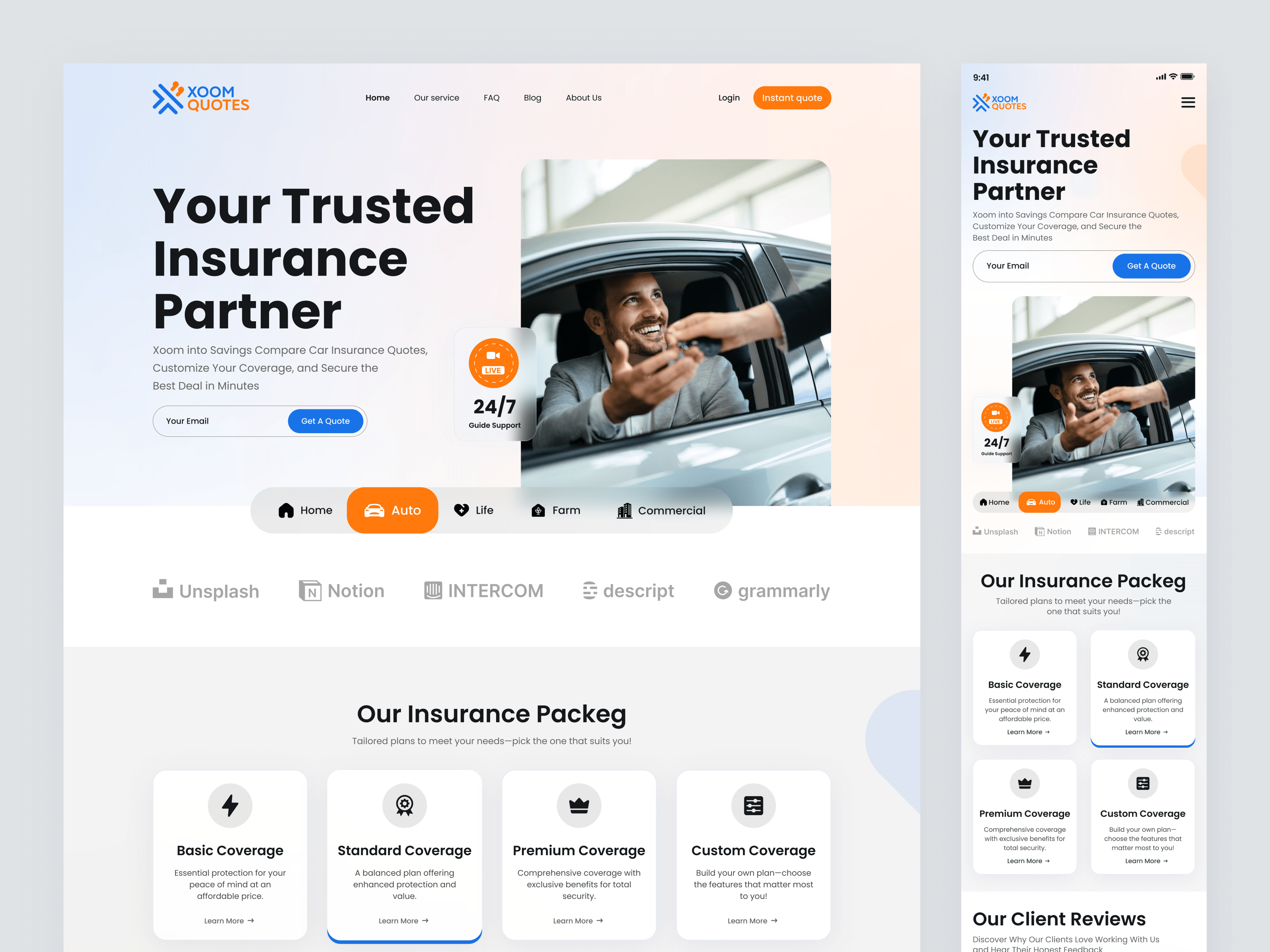 Insurance Website Design | Landing Page & Responsive Web App business website car insurance corporate website financial website fintech website insurance insurance company insurance ui insurance website design landing page load website modern web design professional landing page responsive responsive design responsive web app ui ux design ux case study insurance web design website