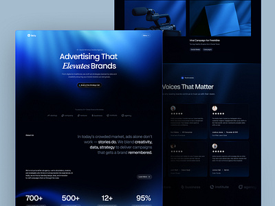 Addly - Landing Page Design For Advertisement Agency agency landing page god rays gradient design