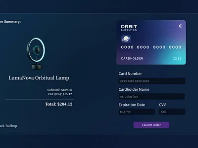 Concept Credit Card Checkout - ORBIT checkout page concept daily ui ui design web design