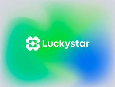 Luckystar logo concept ( for sale ) branding casino clover good luck green leafs logo lucky nature smart star