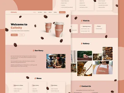Cafe Landing Page | UI/UX Design | User Interface app branding branding website cafe website design cafinity coffee brand design illustration landing page logo minimal website design mobile app ui ui design uiux design user experience design user interface design ux design visual design website design
