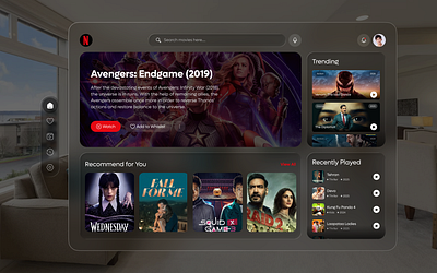 Apple Vision Pro UI - Netflix apple vision pro ui branding clean design design modern design netflix product design ui ui design uiux vision pro vision pro ui visual design web