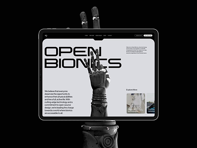 Open Bionics, Web Design & 3D Motion 3d 3d graphics animation bionics concept design figma future immersive website interactive limbs logo motion graphics prothesis ui uidesign uiux webdesign website website design