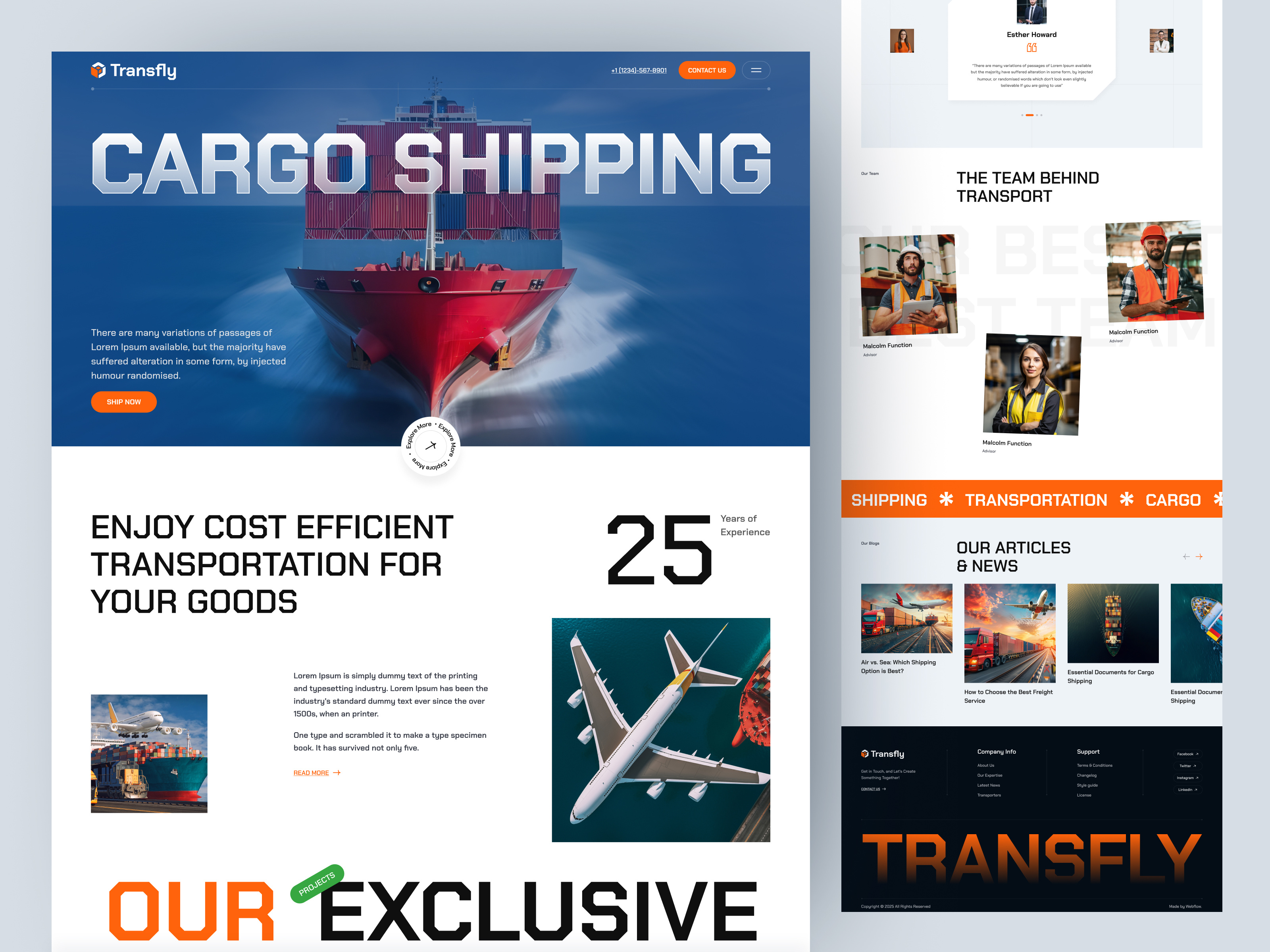 Transfly - Cargo Shipping Landing Page cargo cargo shipping clean ui design delivery service logistic shipping transport transport design transport website web design