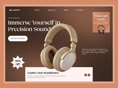 Landing Page for Headphone Website-Swan Design Agency cleanui creativedesign creativework dailyui designinspiration dribbbledesign ecommercedesign headphonewebsitedesign interactiondesign interfacedesigner landingpage musicappdesign uidesign uidesigner uiux uiuxdesigners userexperience userinterface webdesign websitedesign