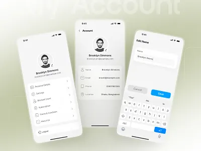 My Account | Profile Setup | Settings account settings amy account edit app design design iso app design mobile application my account my account flow profile profile edit profile flow profile setup ui ui design uxui design web design website design