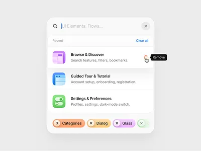 Search modal 🔎 buttons clean dashboard filter hover hover effect minimal search search modal tabs ui design web design
