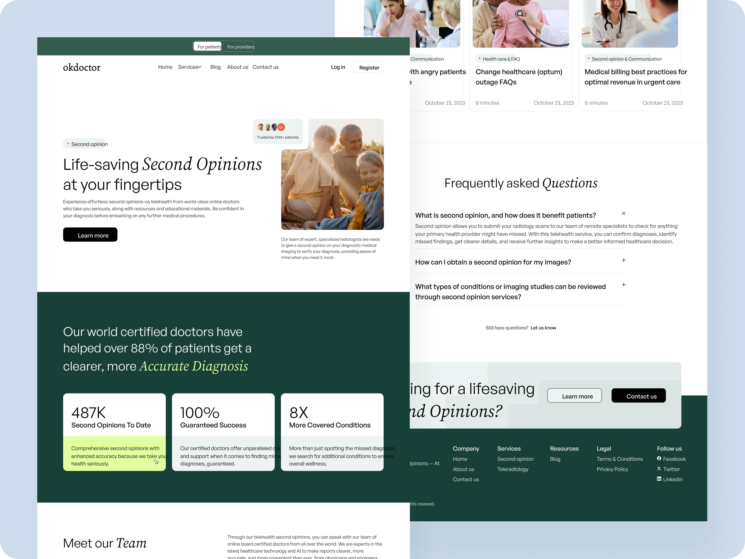 Telehealth Website ai cleantypographydesign design doctorpatientux healthcarelandingpage healthcarestatsui healthtechplatform medicaltrustui minimalhealthtech secondopinionux telehealthwebdesign ui user experience ux uxui wellnesswebapp