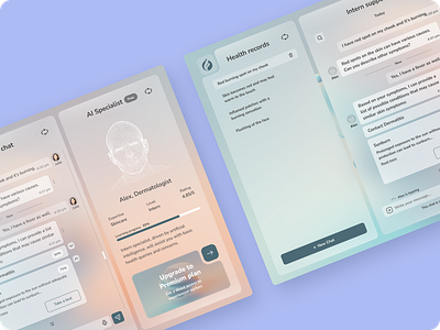 AI Dermatology Assistant ai aihealthcareui aiuxdesign aiwellnessassistant chatbasedux dermatologyappdesign design futureofhealthcare gradientglassdesign healthrecordsui minimalgradientui smarthealthchat ui user experience ux uxui