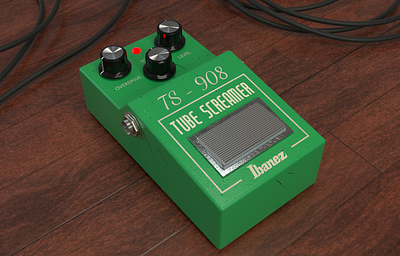 TS9 Tube screamer clone 3D render 3d cinema4d design effect guitar music octane ui vst