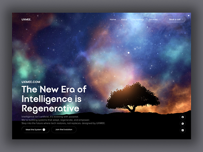 Cosmic Regenerative Intelligence AI-Powered Landing Page Design ai ai hero section artificial intelligence automation b2b clean design conversion hero section landing page minimal ui modern ui product design saas hero technology ui design uiux uxmee web design wow effect
