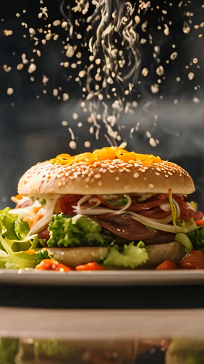 press to start Burger volcán animation branding graphic design logo motion graphics