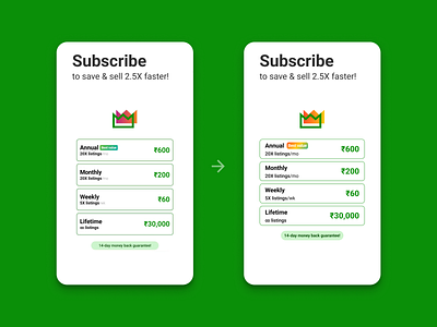 Sprocket Android Screenshot Experiment: BIGGER Subs UI android aso bicicleta bicycle big bigger bike crown cycle dog experiment legibility legible play store screen screenshot size sprocket subscribe subscription