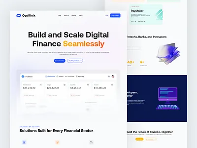 🚀 Optifinix – Fintech SaaS Landing Page banking clean ui finance fintech fintech app landing page minimal design modern ui modular design payment gateway product landing page responsive design saas startup ui web app webdesign