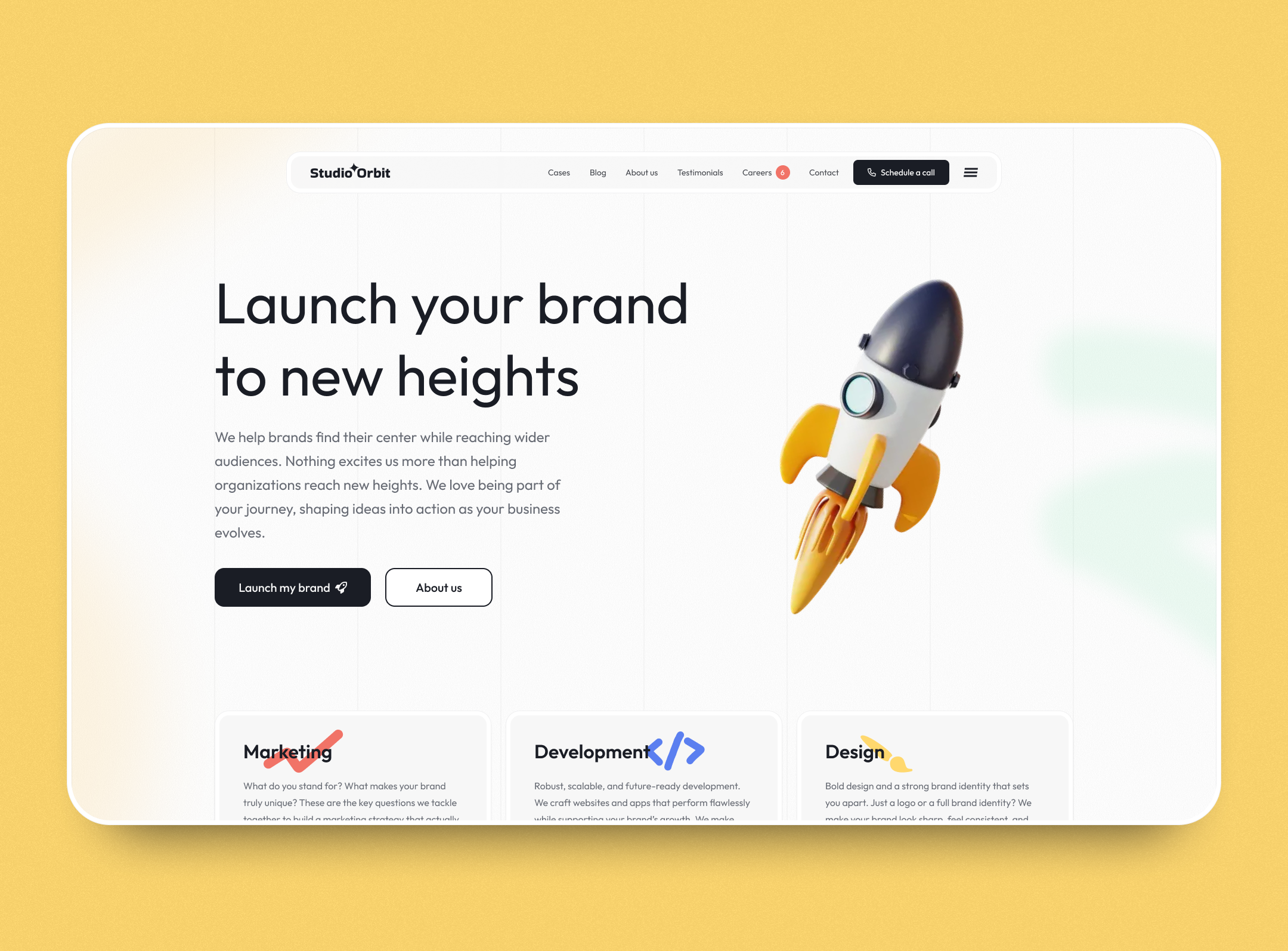 Studio Orbit ✨ 3d branding design graphic design header heading illustration landing logo typography ui uidesign ux uxdesign vector