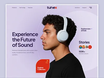 TuneX - Sleek Headphone Shop Website Design animation design ecommerce headphones interactiondesign landing page modernui motionui portfoliodesign productdesign ui uidesign uiux uxdesign web design webdesign website websiteanimation