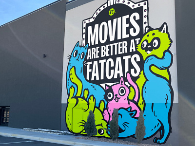 FatCats Mural Concept branding cat logo cats colorful environmental movies mural signage