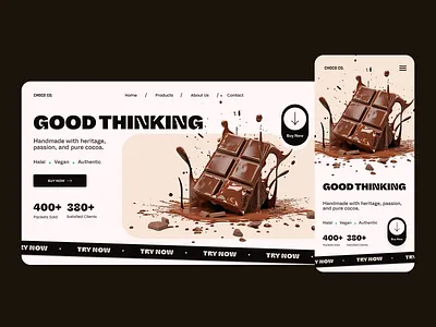Chocolate Website Hero Section app branding design graphic design icon illustration logo typography ux