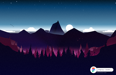 Campfire — Figbruary 2d 2d illustration campfire figbruary figma firewatch forest graphic design illustration nature night noise stars vector