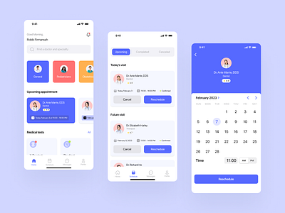 Healthcare - Mobile App application consultation dailyui doctor figma hospital interaction design medical minimalist mobile app design mobile ui schedule ui design ux design