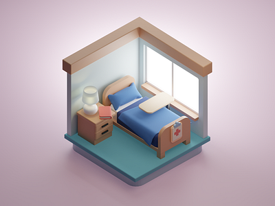 Long Term Care Home blender brand care design diorama graphic design home illustration isometric ltc model modern render retirement room