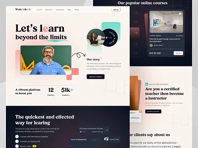 E-Learning Landing Page website 🔥 course web courses landing page e learning edtech solution education website home page landing page learning management system learning website school website sourav uidesign uiux uiux designer web web design webdesign website builder website creator website designer