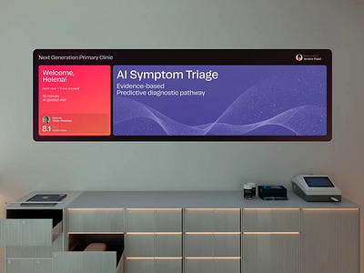 Clinic TV Desktop Interface animation branding clinic desctop design digital graphic design healthcare interface logo medical medtech screen soft tv ui ux