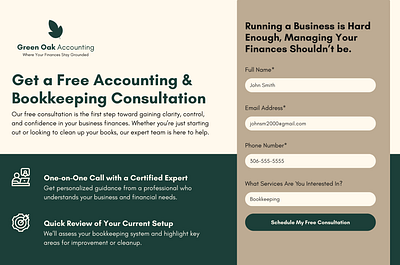 Accounting & Bookkeeping Inquiry Form Page Design branding design graphic design ui web design website website design