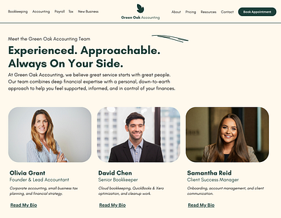 Accounting & Bookkeeping Team Page Design branding design graphic design ui web design website website design