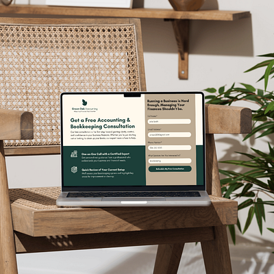 Accounting & Bookkeeping Inquiry Form Page Mockup branding design graphic design ui web design website website design