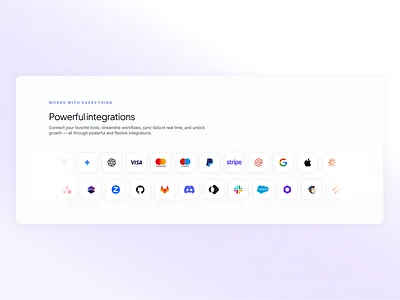 Integrations Section integrations landing page section slider ticker