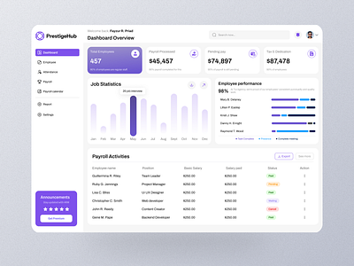 Payroll & Employee Management Dashboard adobe xd app branding dashboard dashboarddesign dashboardui design designcasestudy designer web figma graphic design illustration mobile app mockup mockupdesigner payroll ui ui designer ui ux designer uidesign
