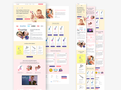 Landing Page Design For A Baby Nail Clipper Website animation branding logo ui
