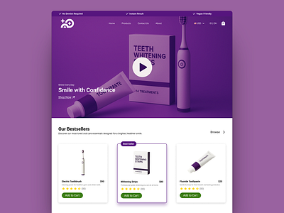 Oral Care - Home Page best seller bundle bundle product coutdown dark purple dentist e commerce homepage landing page minimalist modern online store oral oral care product list purple timer ui web design