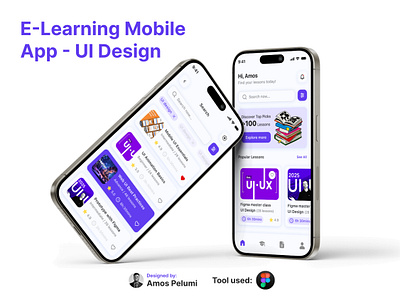 E-Learning Mobile App - UI Design vector