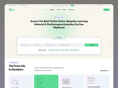 The Tutor - LMS (Learning Management System) branding design education homepage illustration landing landing page learning lms logo student teacher ui uiux web design website