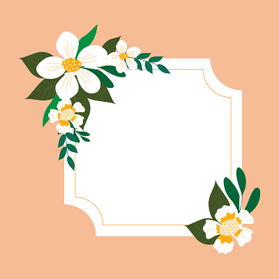 square frame with floral elements art background card design flower frame illustration leaves pattern