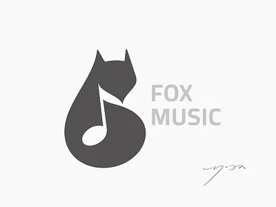 Fox Music Simple Logo animal logo bold logo branding cat cat logo dog logo fox logo logo designer modern logo music logo music note simple logo smart logo song song logo wolf logo