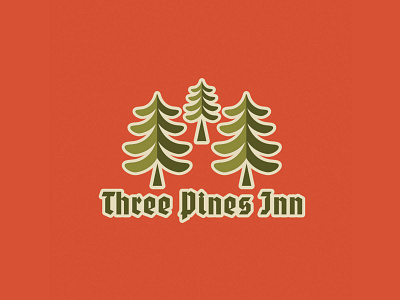 Three Pines Inn logo badge branding design graphic design illustration logo retro