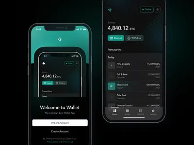 Crypto Wallet App banking bitcoin crypto crypto app crypto dark crypto wallet dark dark theme erc20 ethereum exchange fintech funds wallet app web3
