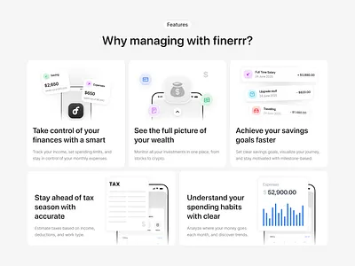 Bento section exploration app design bank bento bento design chart design expenses features section finance fintech income ui ui design ui ux